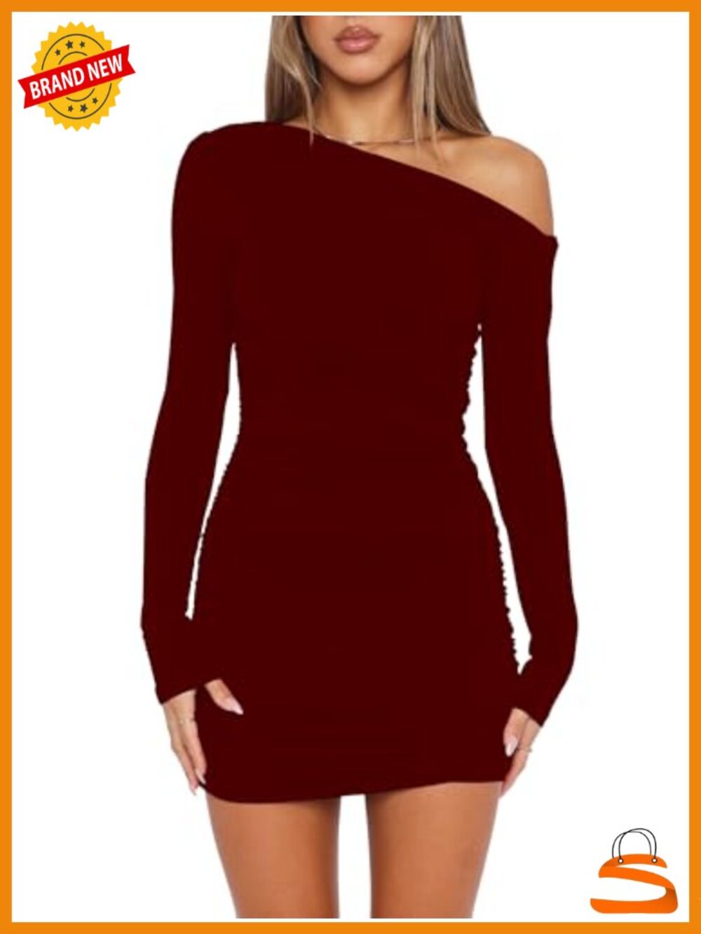 Sexy Off Shoulder Long Sleeve Ruched Bodycon Mini Dress
